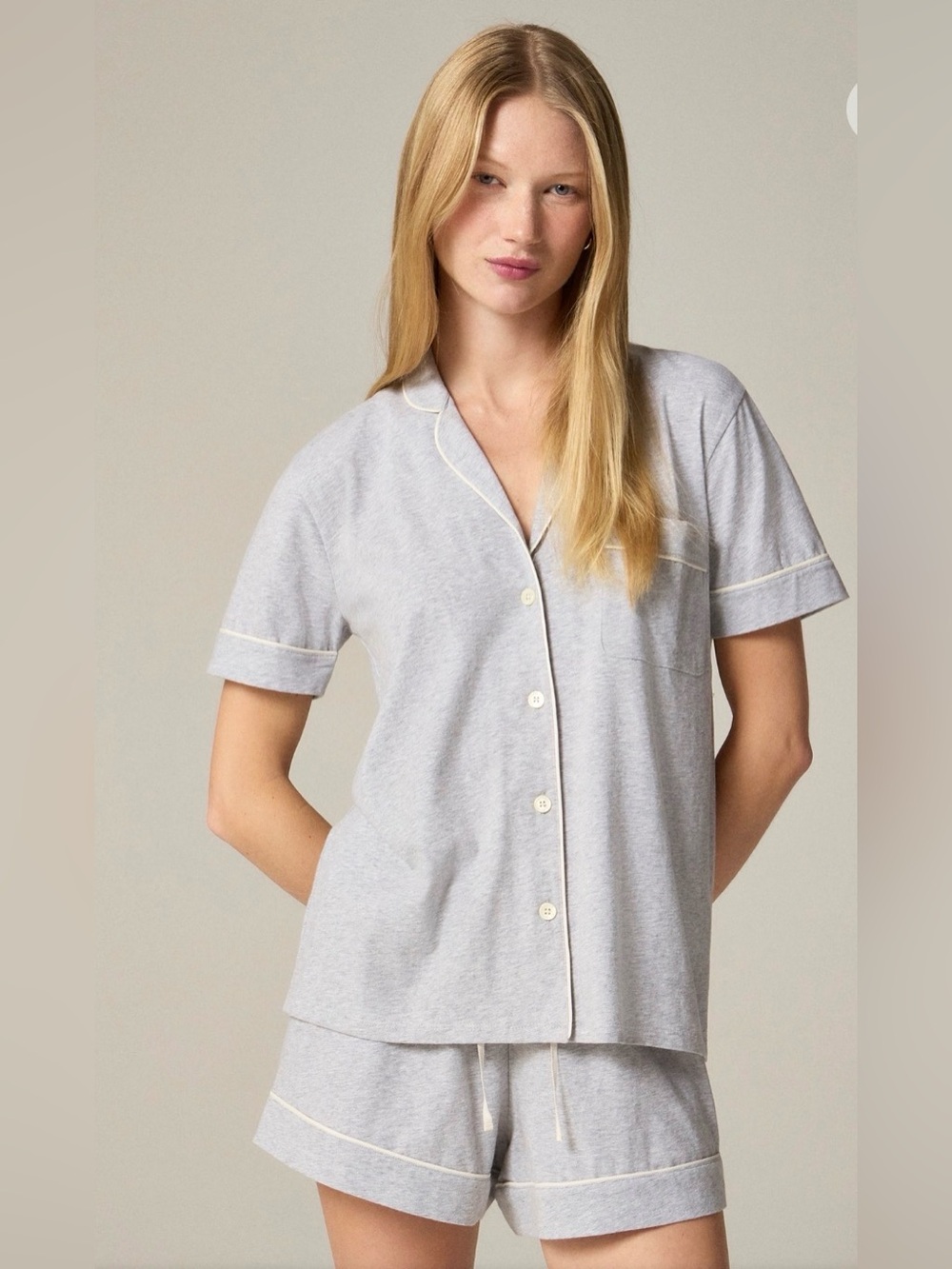 NWT J Crew Dreamy Cotton Blend Pajama Set Grey M